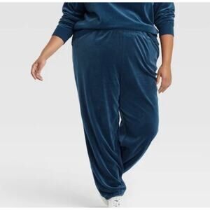 Ava & Viv Velvet Sweatpants Plus Size 3X Blue Velour Casual Loungewear  Comfy